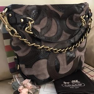 Rare Coach 14339 Brown Suede Leather Handbag